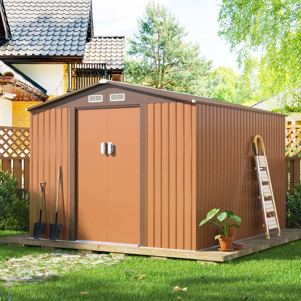 10.5 x 9 Storage Shed Outdoor Large Backyard Garden Steel Utility Tool Shed