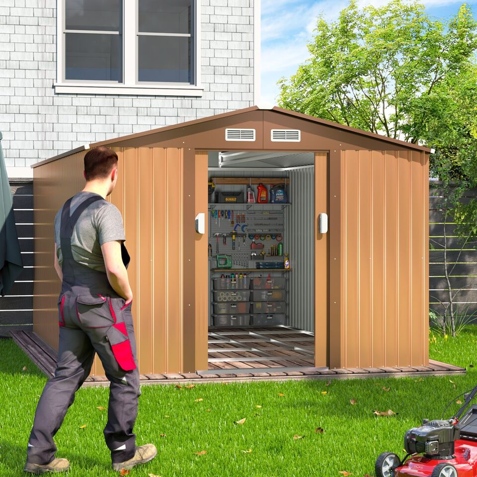 10.5 x 9 Storage Shed Outdoor Large Backyard Garden Steel Utility Tool Shed