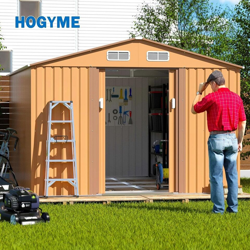 10.5 x 9 Storage Shed Outdoor Large Backyard Garden Steel Utility Tool Shed