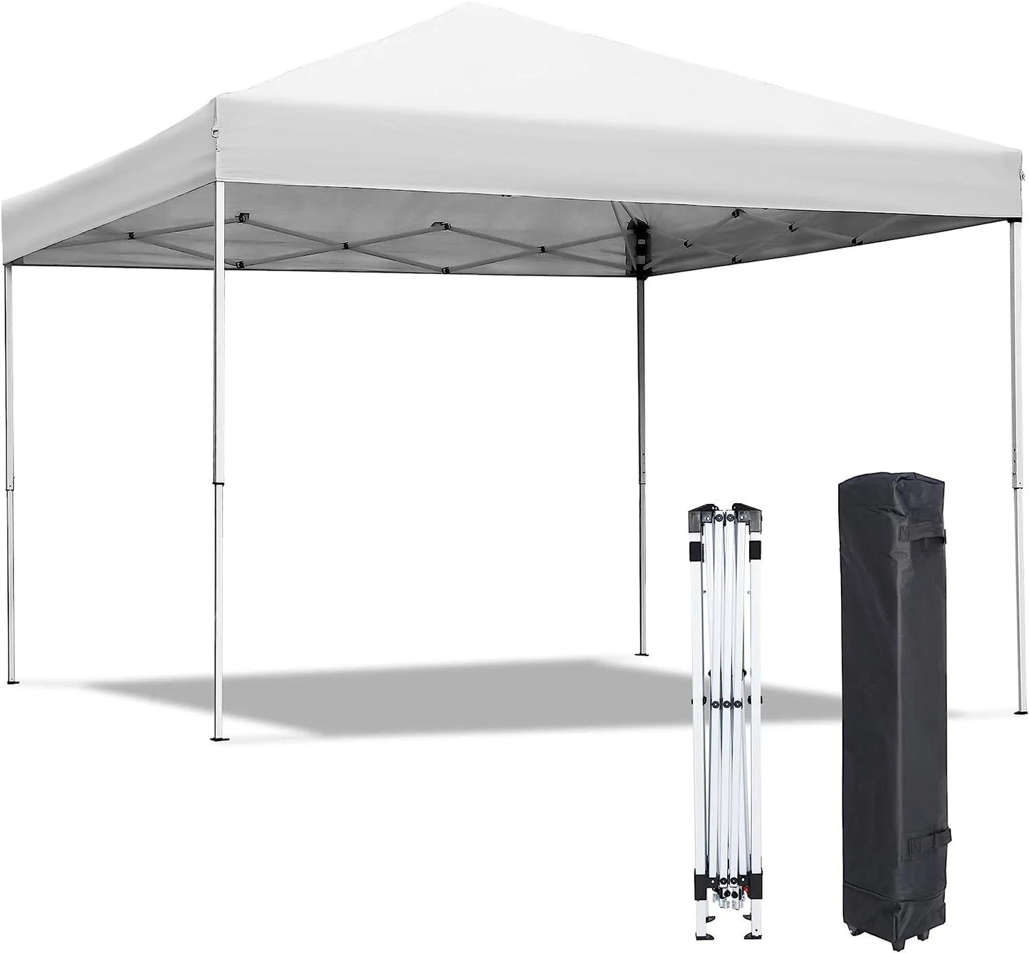 10x10 Pop Up Canopy Tent Adjustable Straight Leg Heights with Wheeled Bag Ropes