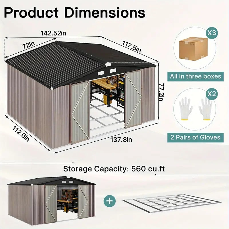 10x12 All Weather Metal Storage Shed