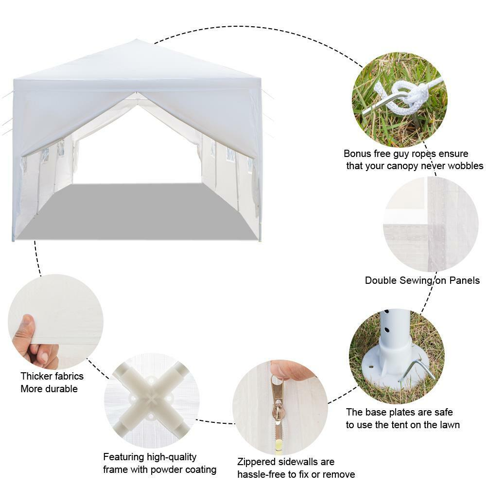 10'x30' Outdoor Canopy Tent | Party Wedding Pavilion | 8 Removable Walls White