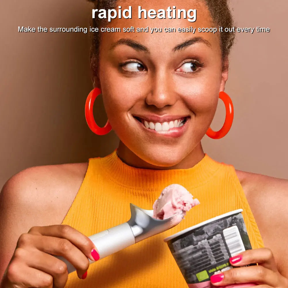 Electric Heated Ice Cream Scoop Rechargeable Self Heated Ice Cream Spoon with LED Display Softening Hard Ice Cream Easy to Clean