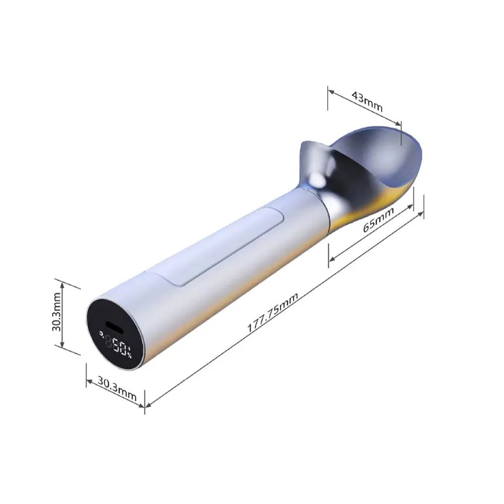Electric Heated Ice Cream Scoop Rechargeable Self Heated Ice Cream Spoon with LED Display Softening Hard Ice Cream Easy to Clean
