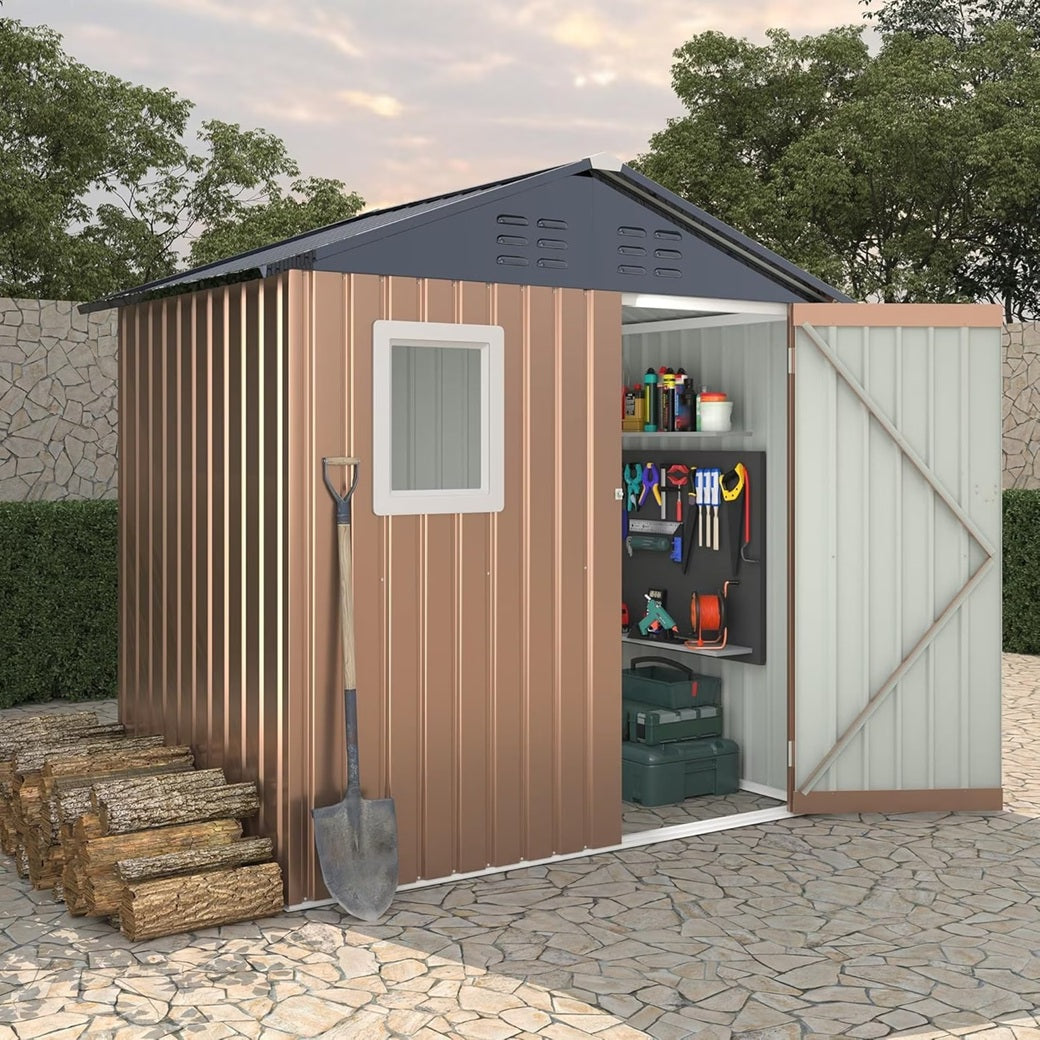 6x4 FT Metal Storage Sheds Outdoor with Window