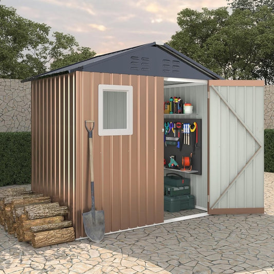 6x4 FT Metal Storage Sheds Outdoor with Window