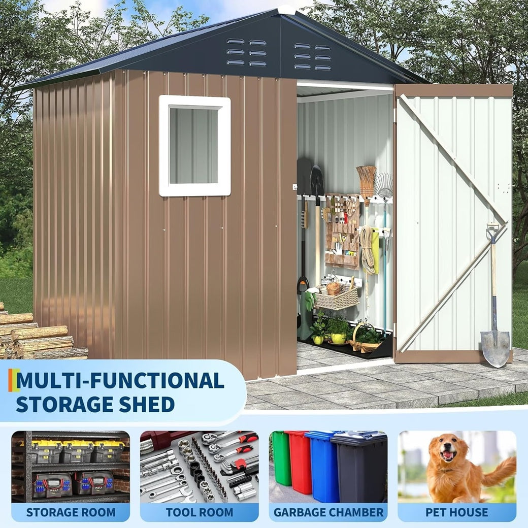 6x4 FT Metal Storage Sheds Outdoor with Window