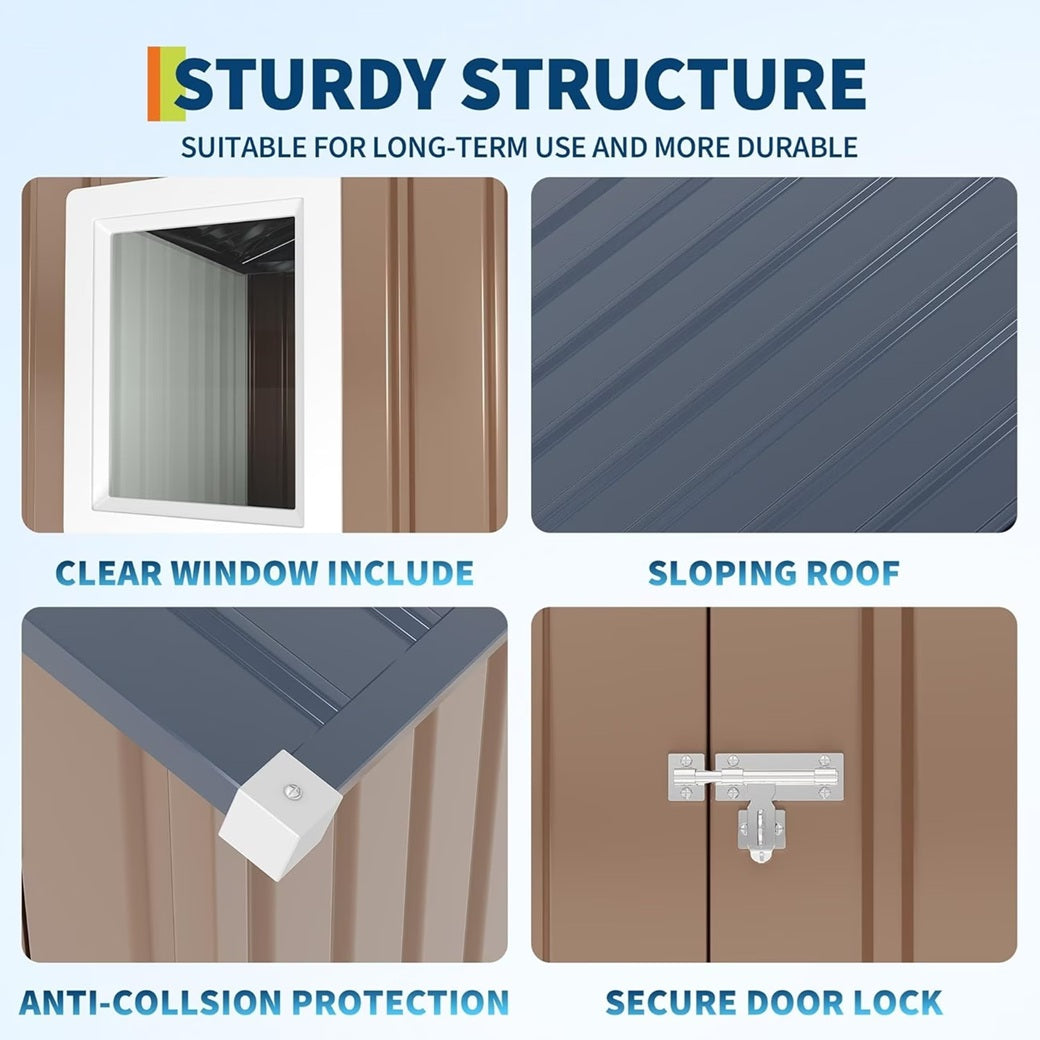 6x4 FT Metal Storage Sheds Outdoor with Window