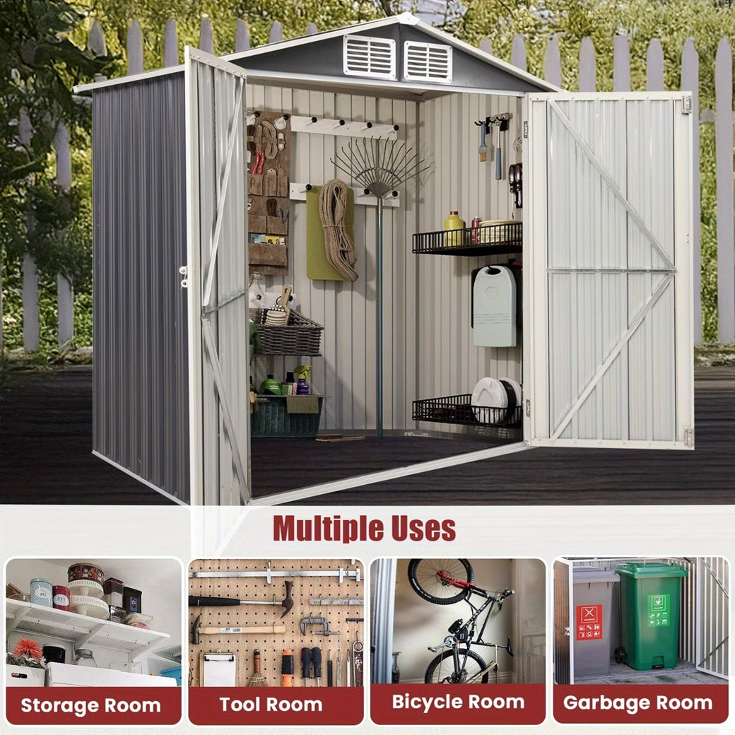 6x4 FT Metal Garden Shed