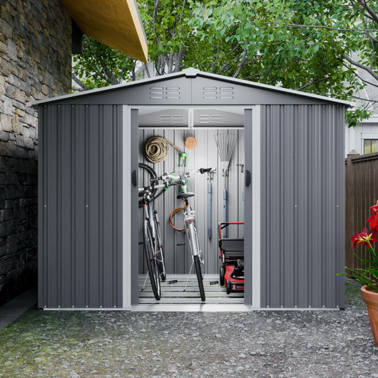 8x6 Outdoor Storage Shed | Tool Storage | Large Metal House Heavy Duty