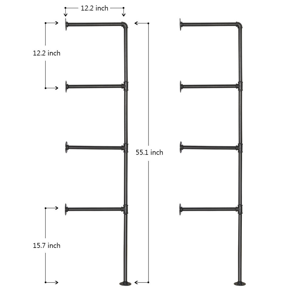 Industrial Iron Pipe Shelf Wall Mount DIY | Open Bookshelf | Hung Bracket Rack