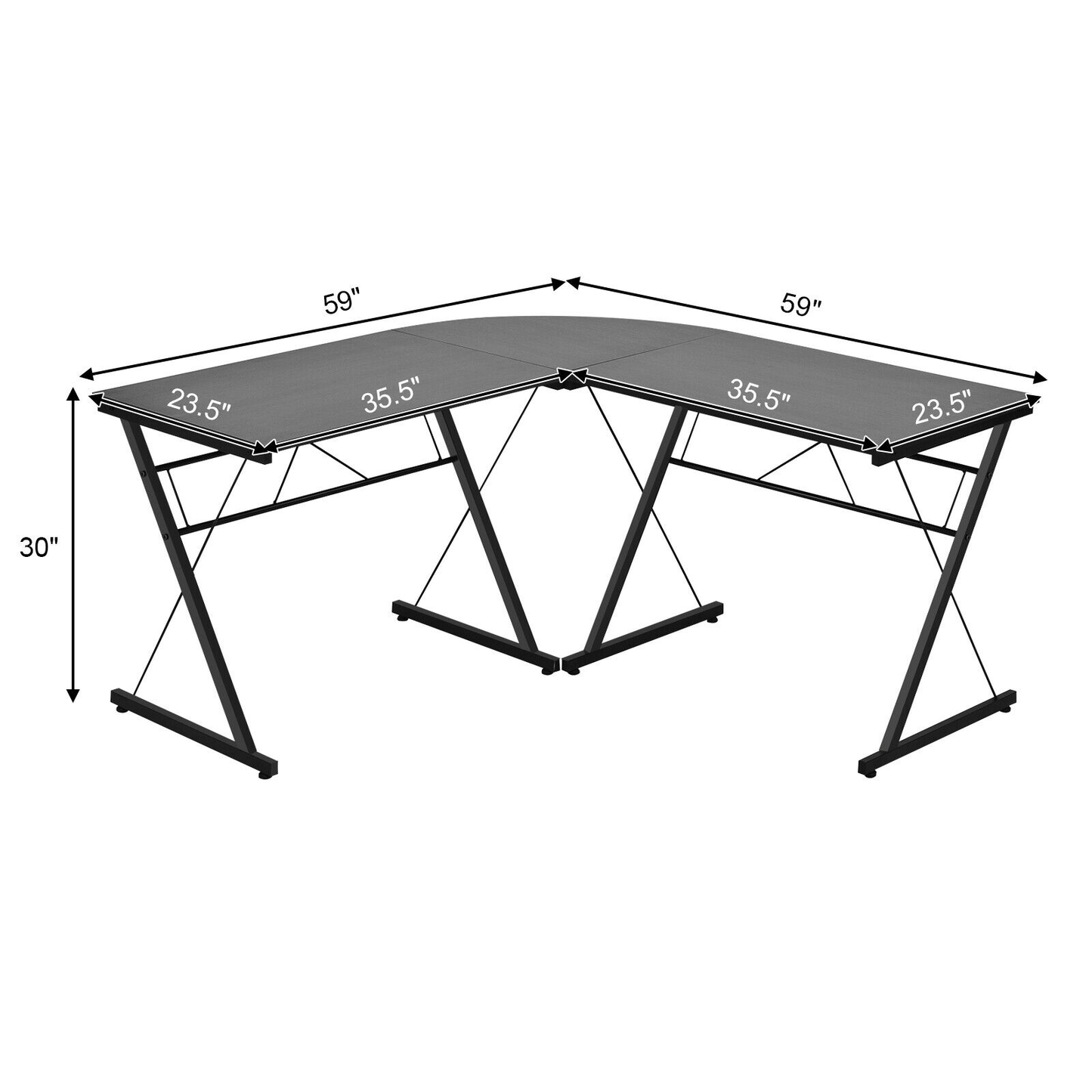 59" L-Shaped Corner Desk | Office Home Computer Table | Study Workstation