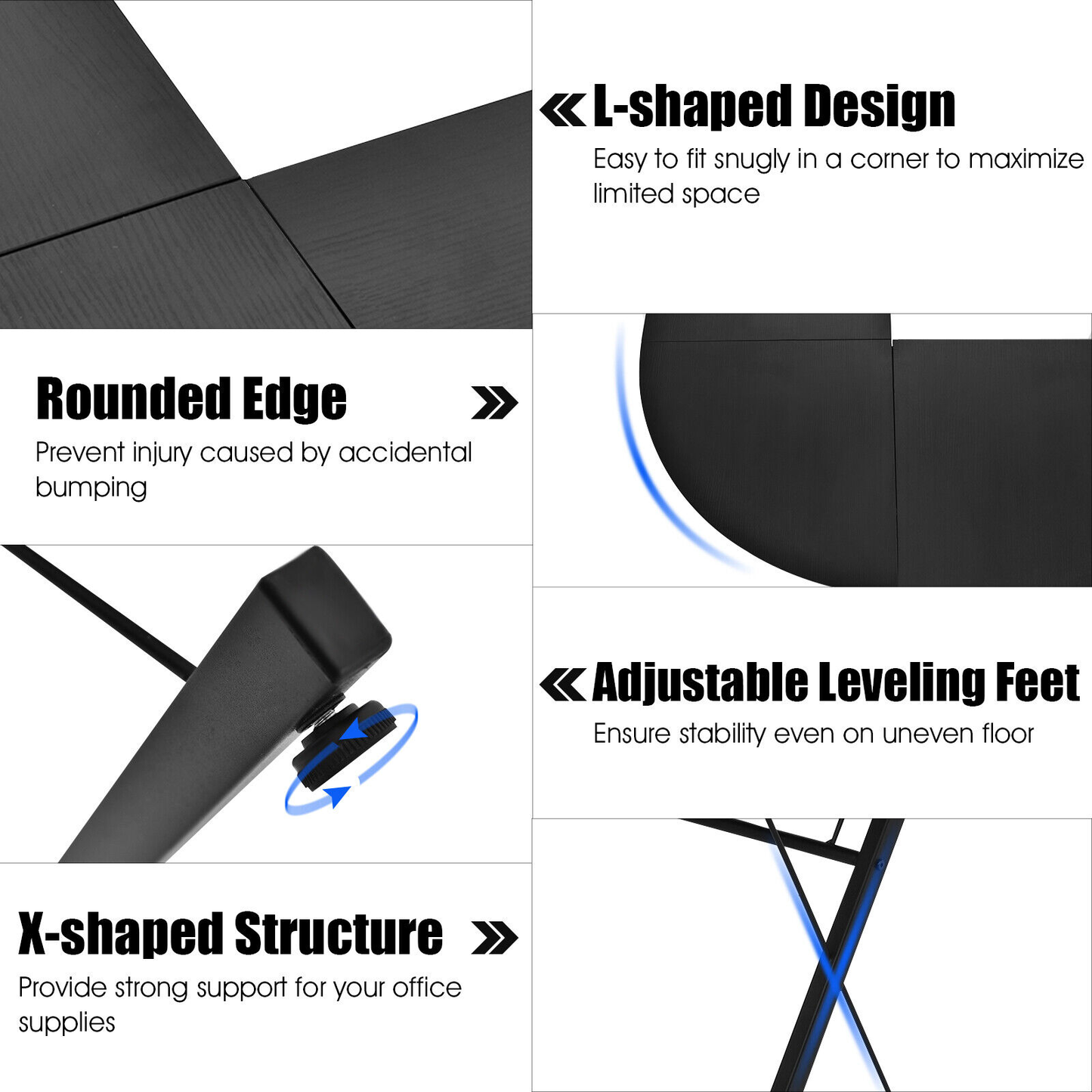 59" L-Shaped Corner Desk | Office Home Computer Table | Study Workstation