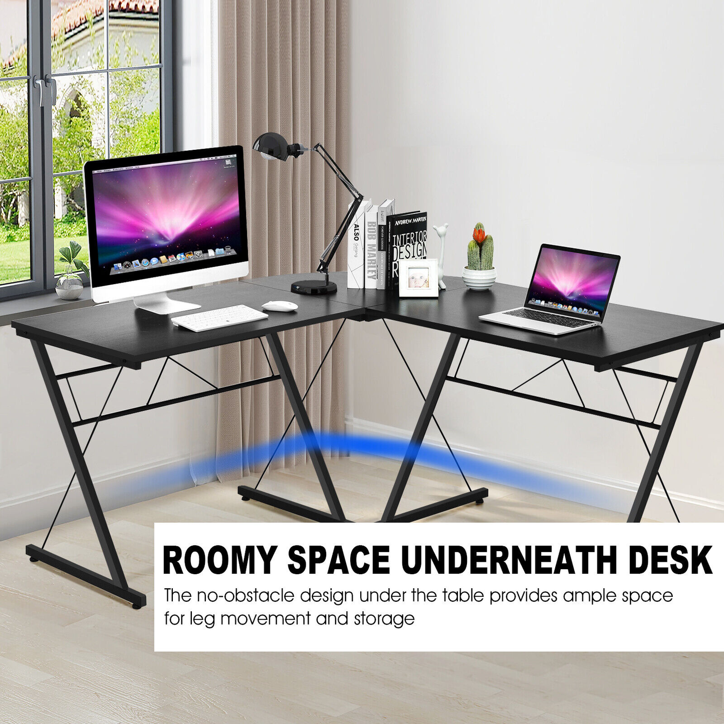 59" L-Shaped Corner Desk | Office Home Computer Table | Study Workstation