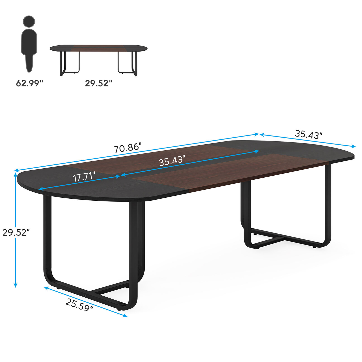 71" Executive Desk Large Office Computer Desk, Conference Room Meeting Table