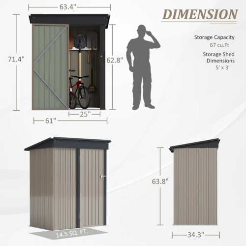 5x3 Metal Storage Shed | Sturdy Garden Shed | All Season Steel Storage Shed