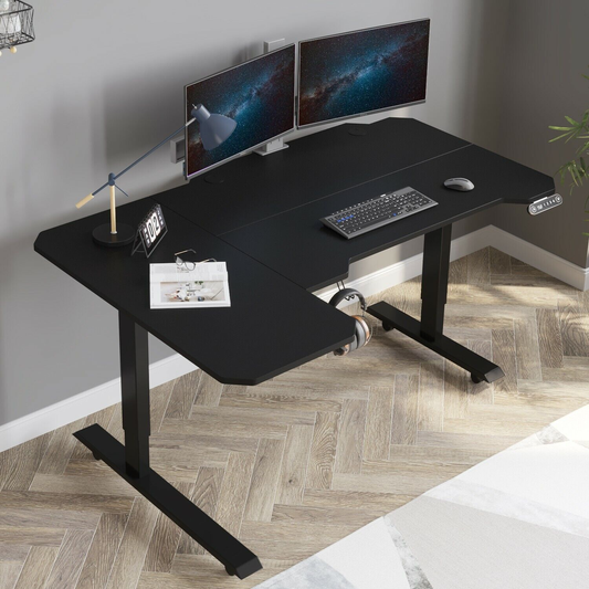 59“ L-Shaped Electric Standing Desk | Height Adjustable Lifting Table | Dandy Brands