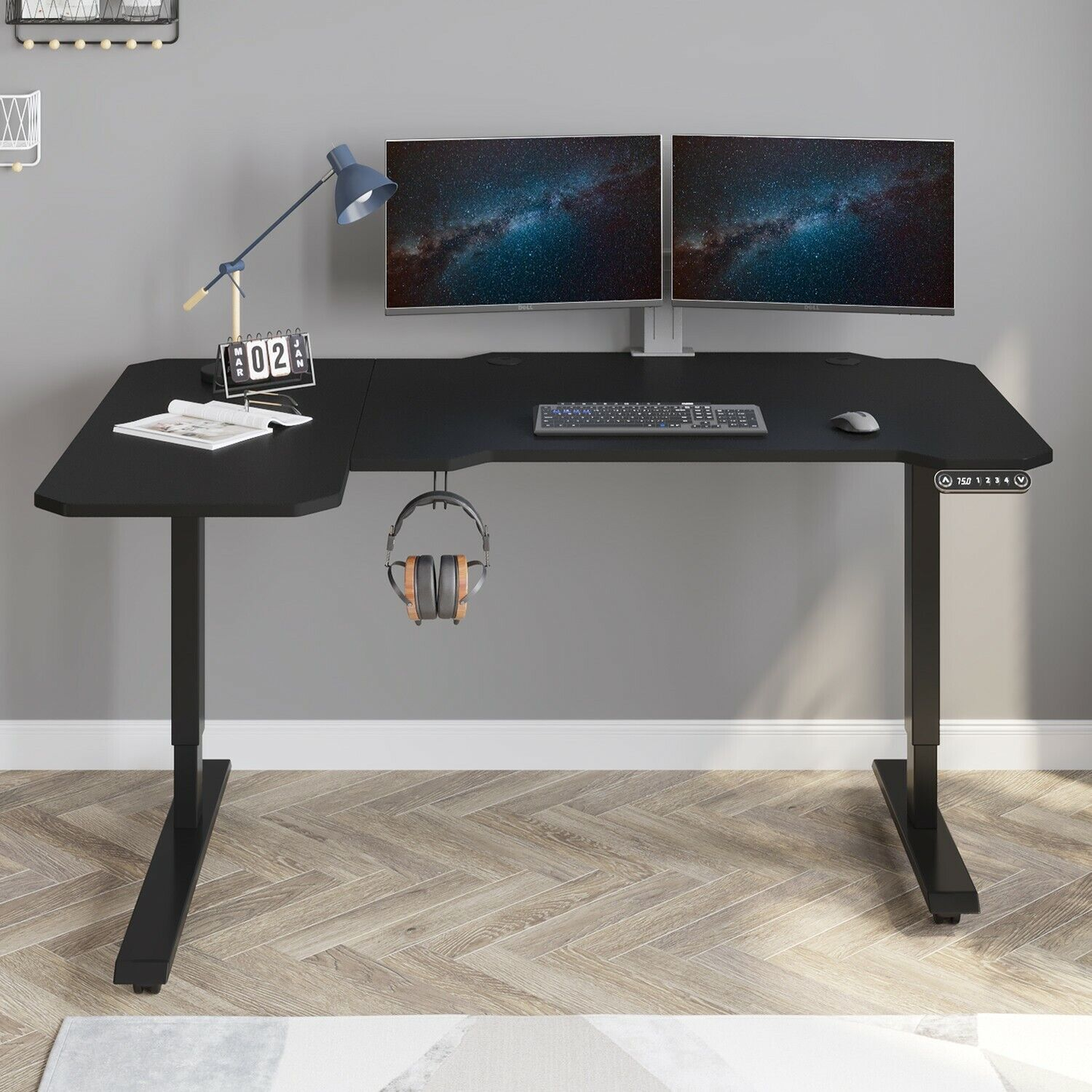 59“ L-Shaped Electric Standing Desk | Height Adjustable Lifting Table | Dandy Brands