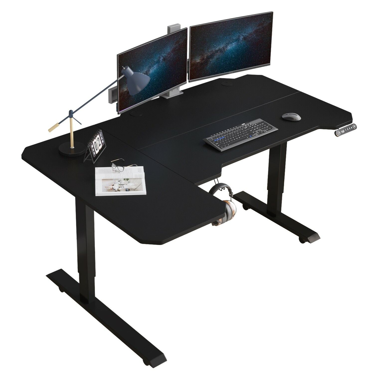 59“ L-Shaped Electric Standing Desk | Height Adjustable Lifting Table | Dandy Brands