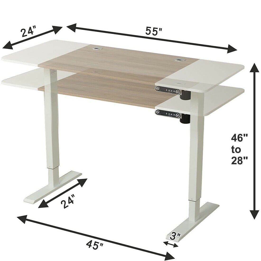 55" Electric Standing Desk |  Height Adjustable | Sit Lifting Home Table