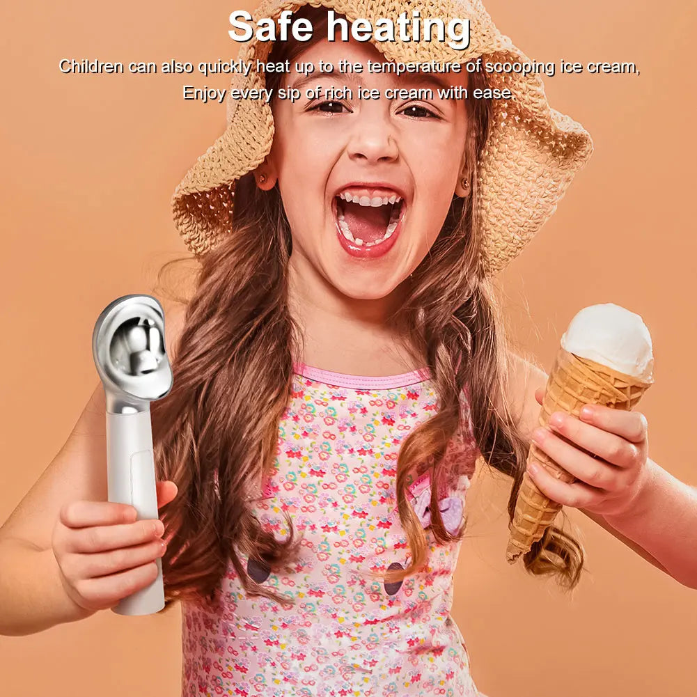 Electric Heated Ice Cream Scoop Rechargeable Self Heated Ice Cream Spoon with LED Display Softening Hard Ice Cream Easy to Clean